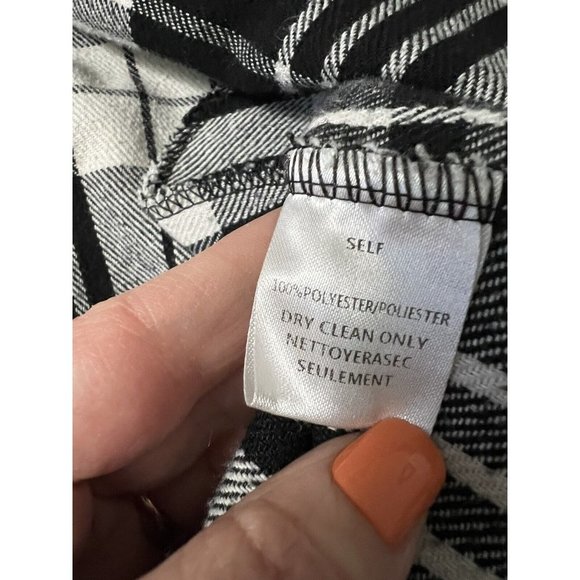 Women Flannel jacket Shacket My Beloved M Button Up Black White Plaid Pockets - Picture 5 of 6